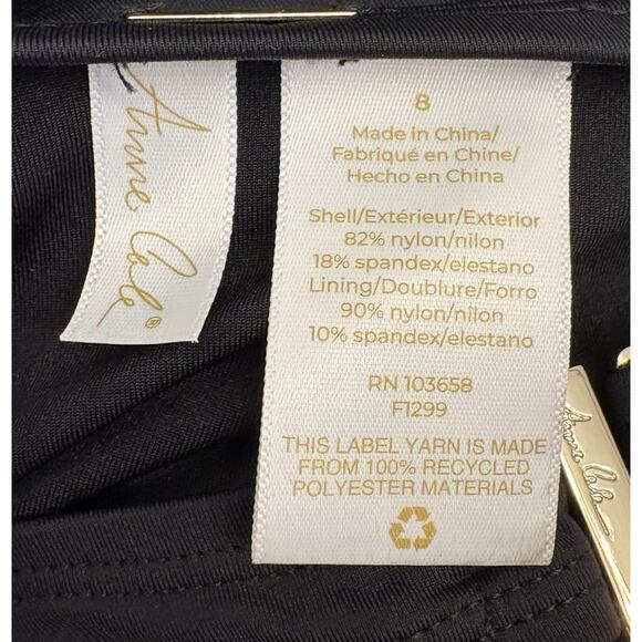 Anne Cole Black Twist-Front Ruched One-Piece Swimsuit Size 8 Classic Adjustable - Picture 5 of 5